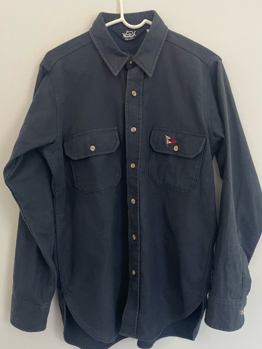 Vintage Woolrich Men's Navy Yacht Club 100% Cotton Chamois Shirt